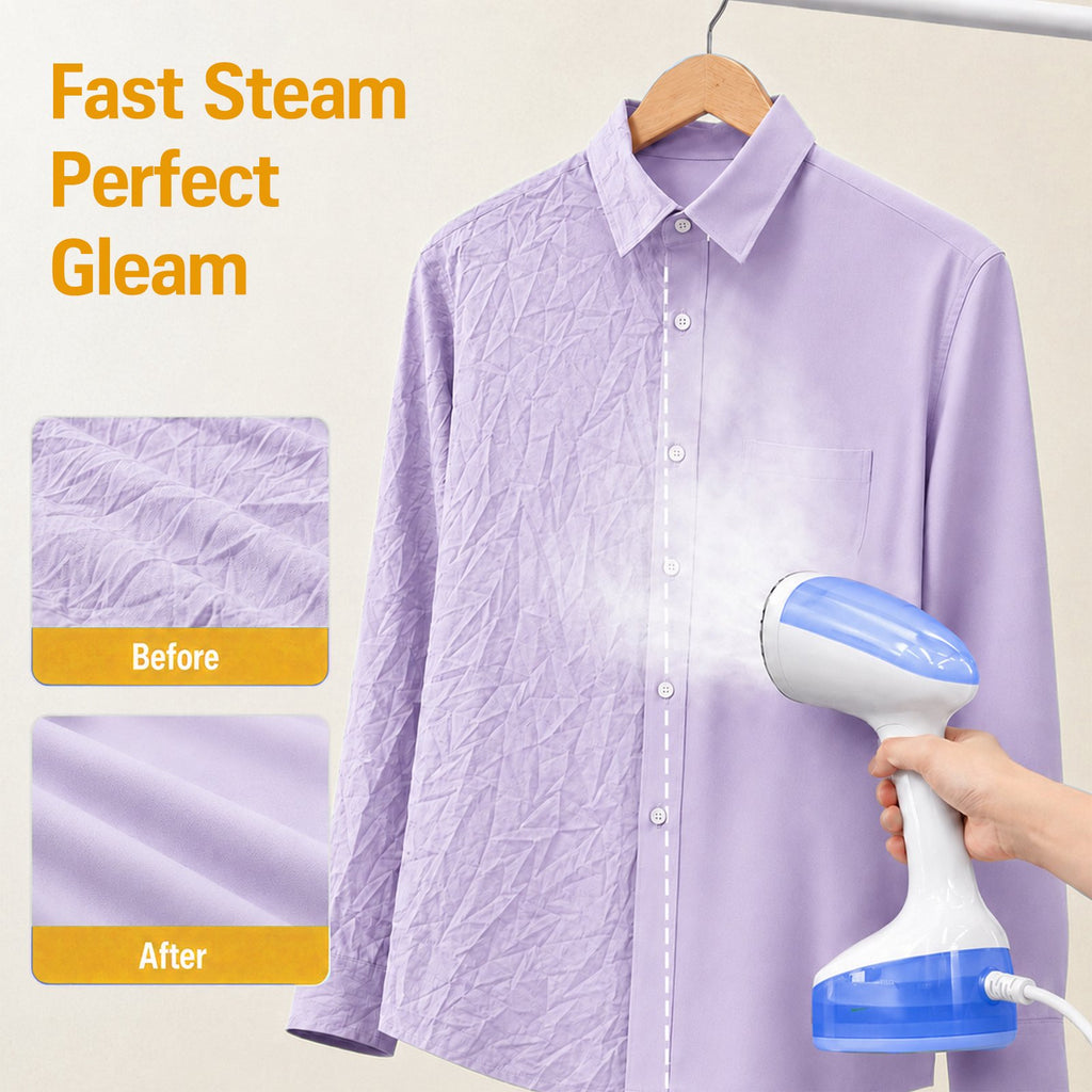 Loheer Steamer for Clothes, 110-240V Travel Steamer & Iron 2 in 1, 1500W Powerful Steam, Portable Handheld Garment Wrinkle Remover, 15s Fast Heat-Up for Global & Europe